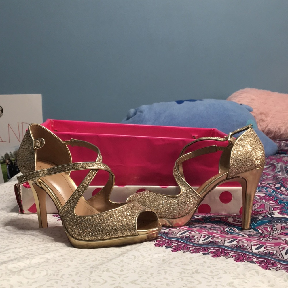 Gold three inch Heels